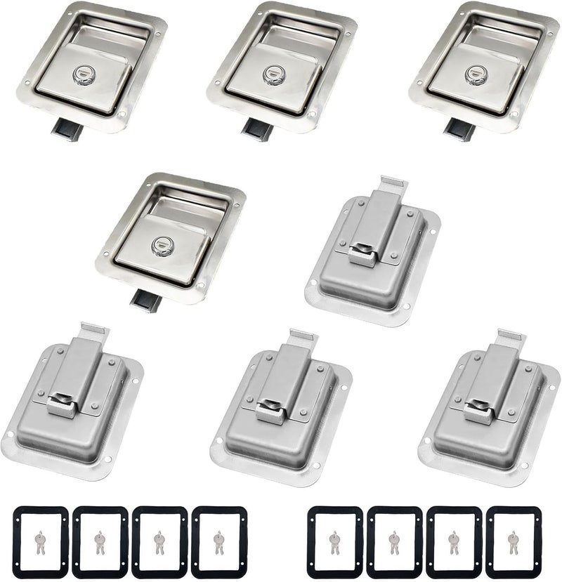 Ycsmyyds 8 Pack Stainless Door Lock Heavy Duty Flush Mount Handle Latch for Trailer Toolbox RV Handle Latch with Gasket Keys - Image 1